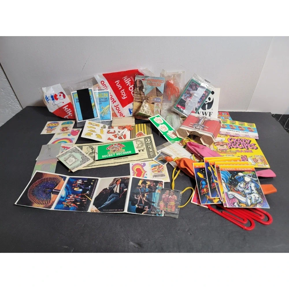 Mixed Lot Of 90's Cereal Box Prizes, Toys, Stickers, Cards Games Kelloggs